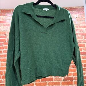 Reformation Forest Green Collared Cashmere Sweater